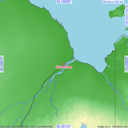 Topographic map of Moosonee