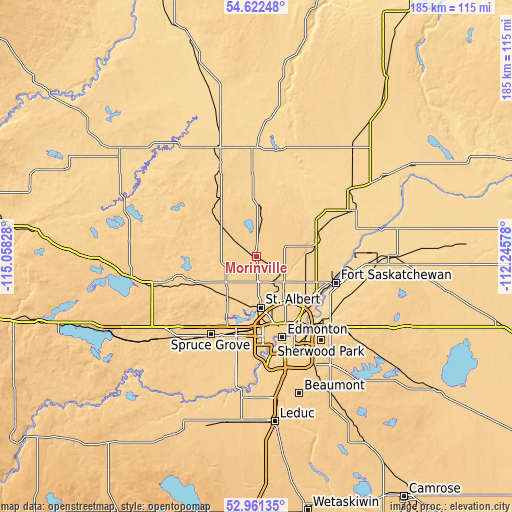 Topographic map of Morinville