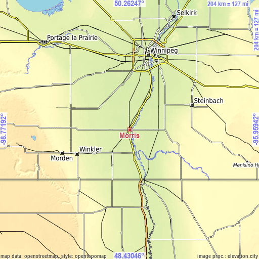 Topographic map of Morris