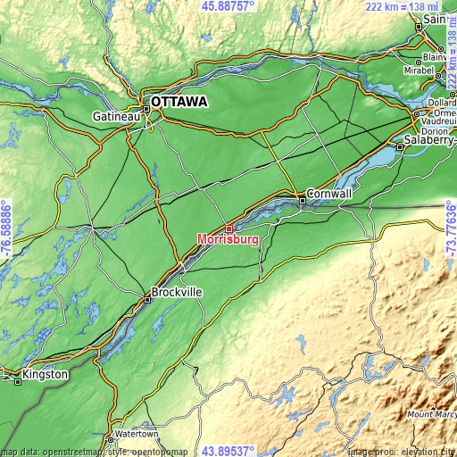 Topographic map of Morrisburg
