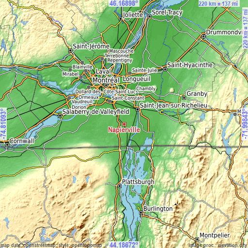 Topographic map of Napierville