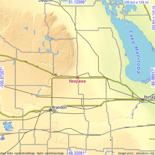 Topographic map of Neepawa