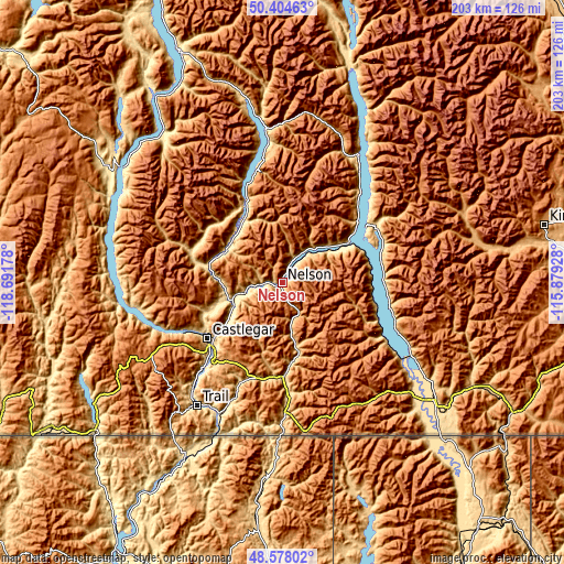 Topographic map of Nelson