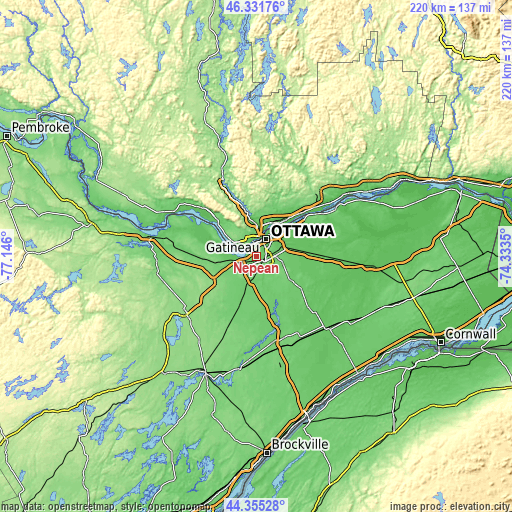 Topographic map of Nepean
