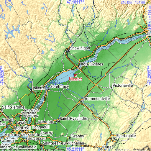 Topographic map of Nicolet