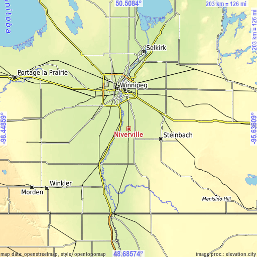 Topographic map of Niverville