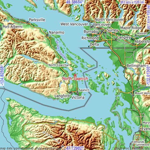 Topographic map of North Saanich