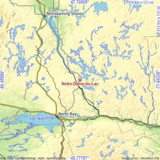 Topographic map of Notre-Dame-du-Lac