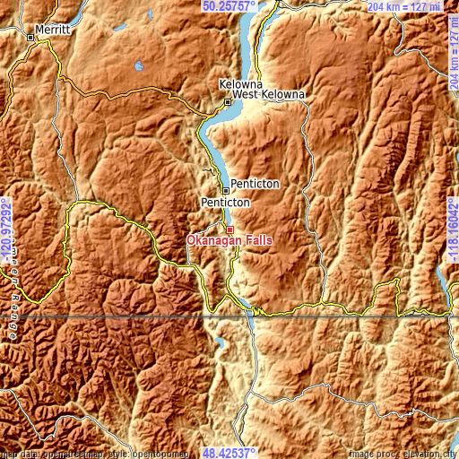 Topographic map of Okanagan Falls