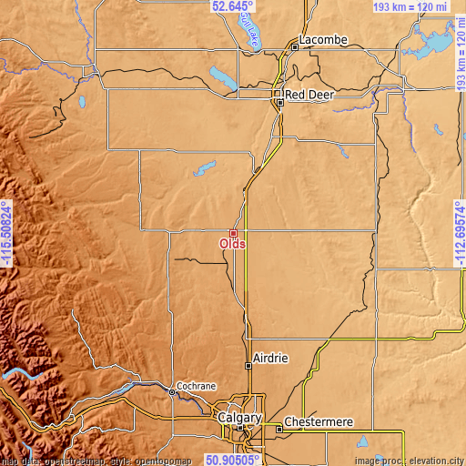 Topographic map of Olds