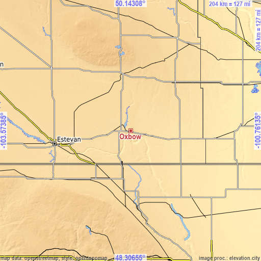 Topographic map of Oxbow