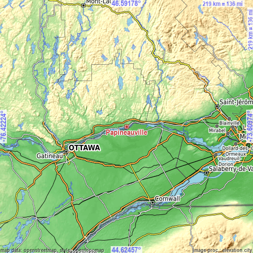 Topographic map of Papineauville