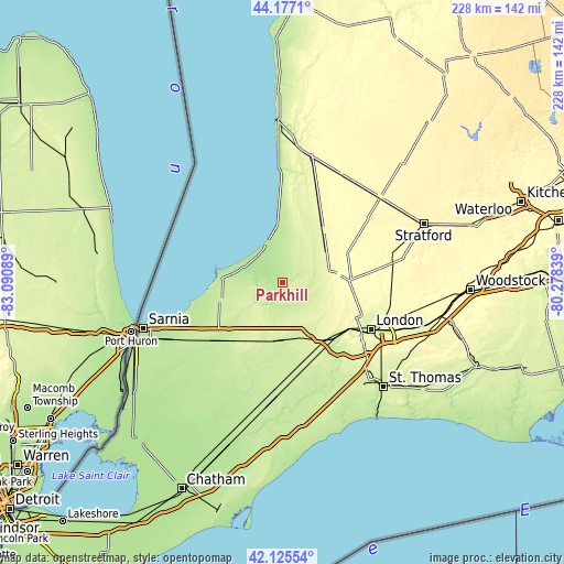 Topographic map of Parkhill