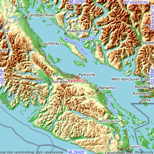Topographic map of Parksville