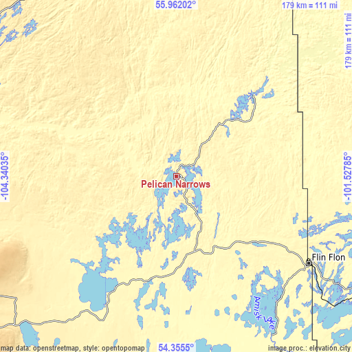 Topographic map of Pelican Narrows