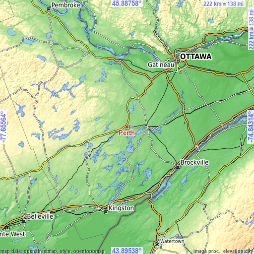 Topographic map of Perth