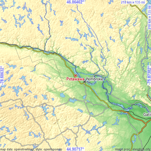 Topographic map of Petawawa