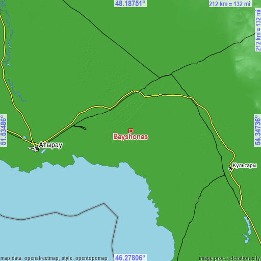 Topographic map of Bayshonas