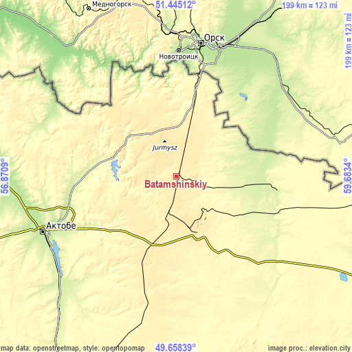 Topographic map of Batamshinskiy