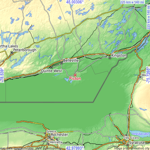 Topographic map of Picton