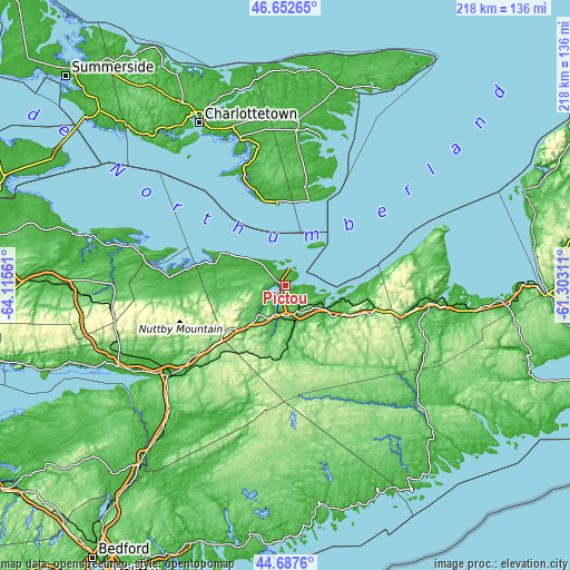 Topographic map of Pictou