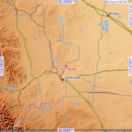 Topographic map of Picture Butte