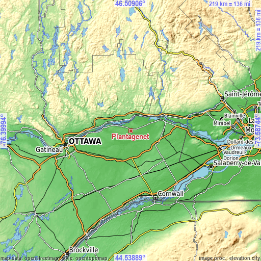 Topographic map of Plantagenet