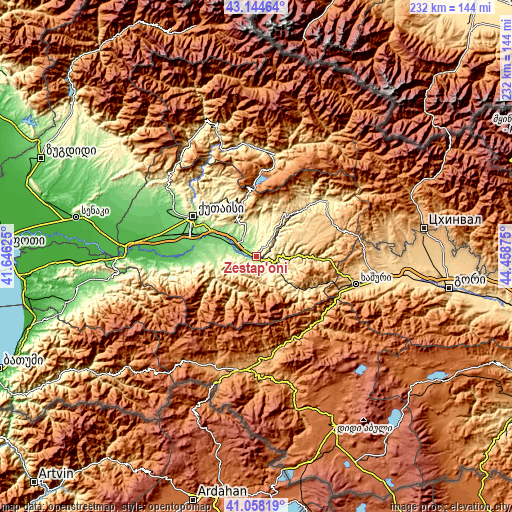 Topographic map of Zestap’oni