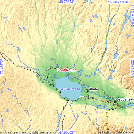 Topographic map of Pont Rouge
