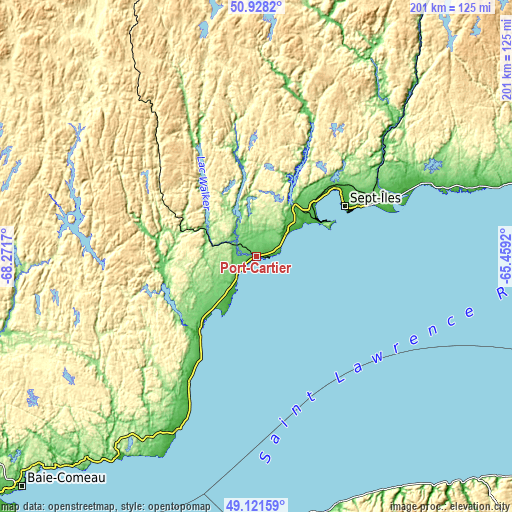 Topographic map of Port-Cartier