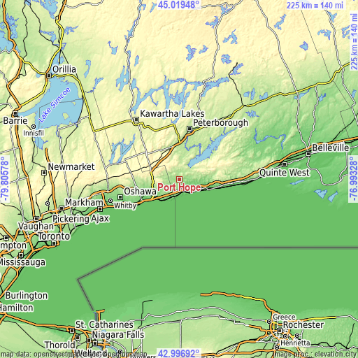 Topographic map of Port Hope