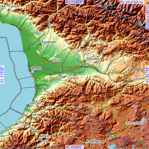 Topographic map of Vani