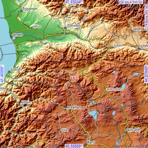 Topographic map of Vale