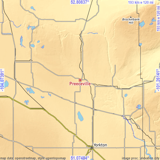 Topographic map of Preeceville