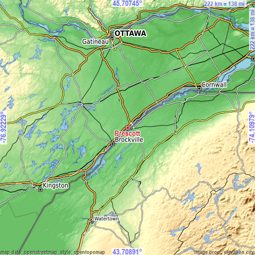 Topographic map of Prescott