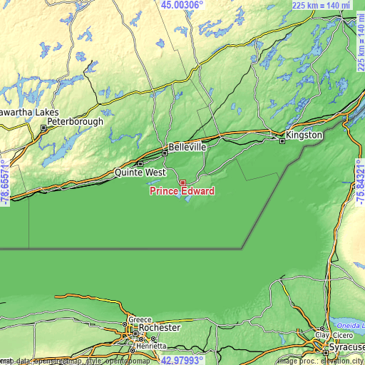 Topographic map of Prince Edward