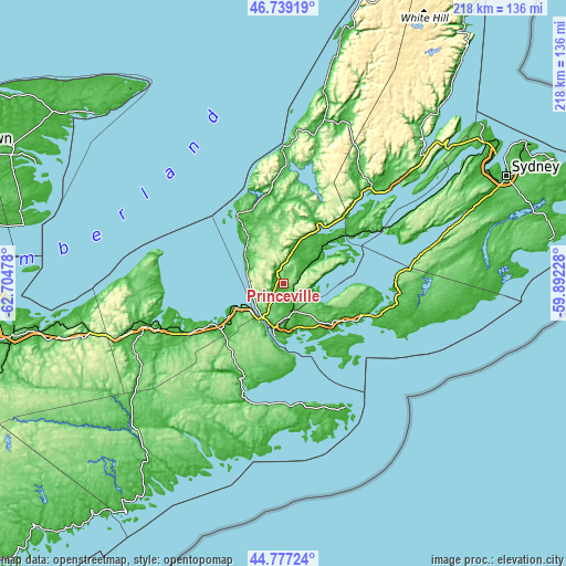 Topographic map of Princeville