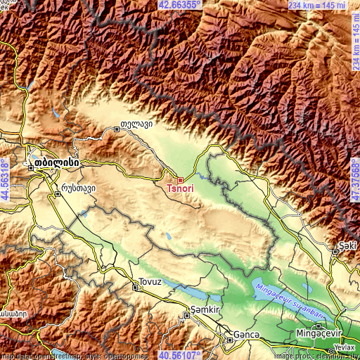 Topographic map of Tsnori