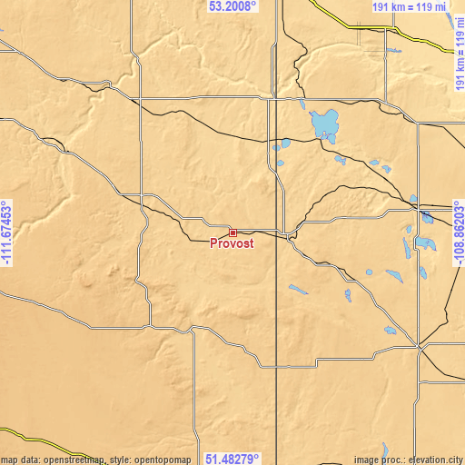 Topographic map of Provost