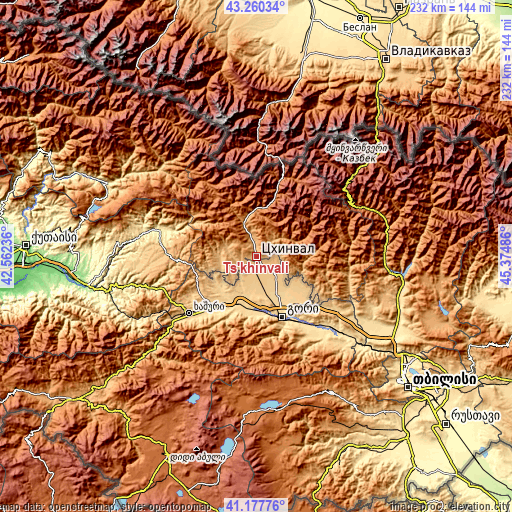 Topographic map of Ts’khinvali