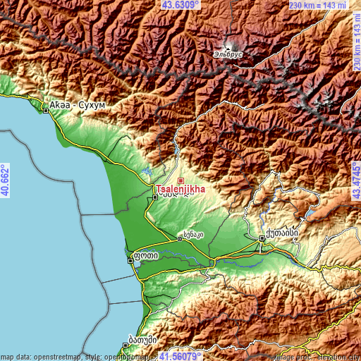 Topographic map of Tsalenjikha