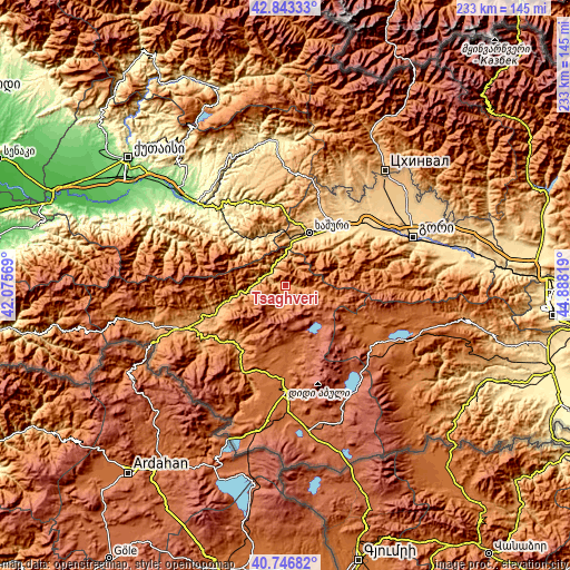 Topographic map of Tsaghveri