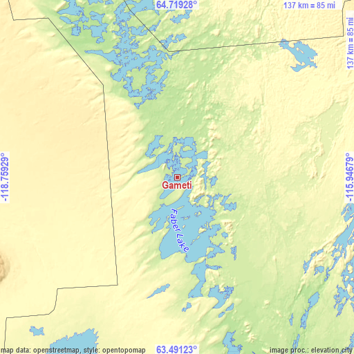 Topographic map of Gamèti