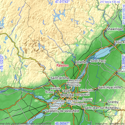 Topographic map of Rawdon