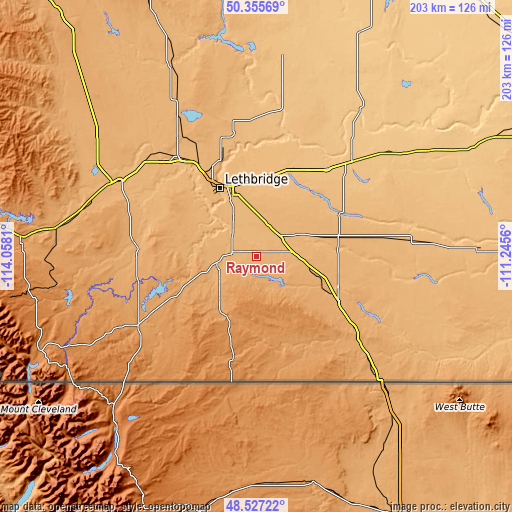 Topographic map of Raymond