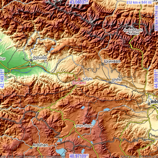 Topographic map of Surami