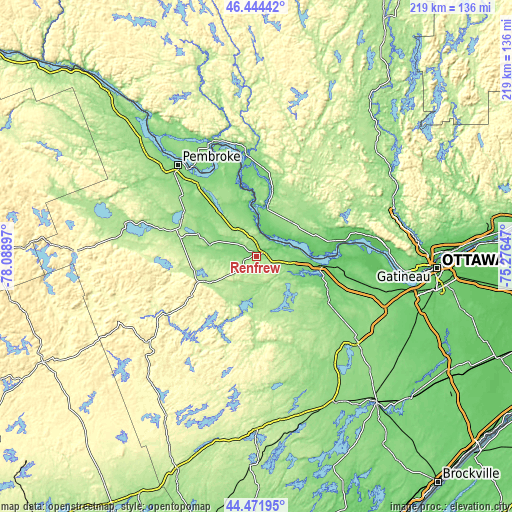 Topographic map of Renfrew