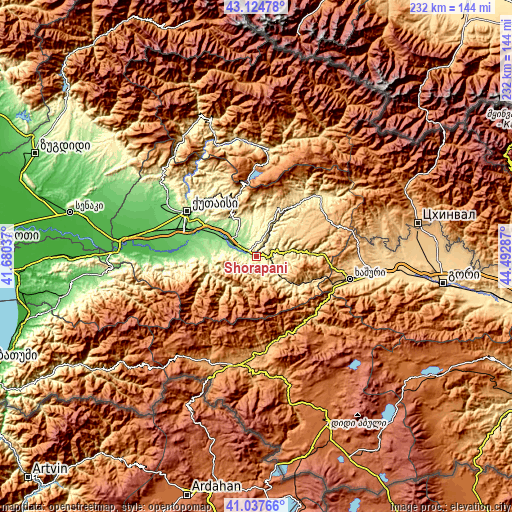 Topographic map of Shorapani