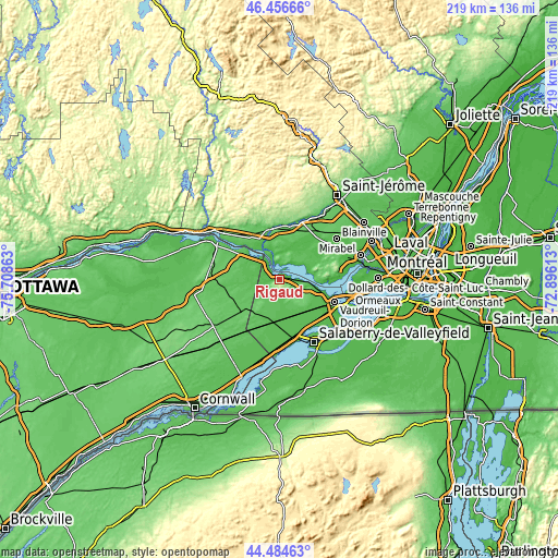 Topographic map of Rigaud