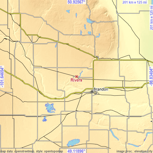 Topographic map of Rivers